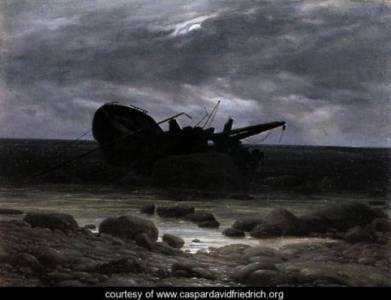 Wreck in the Moonlight by Caspar David Friedrich